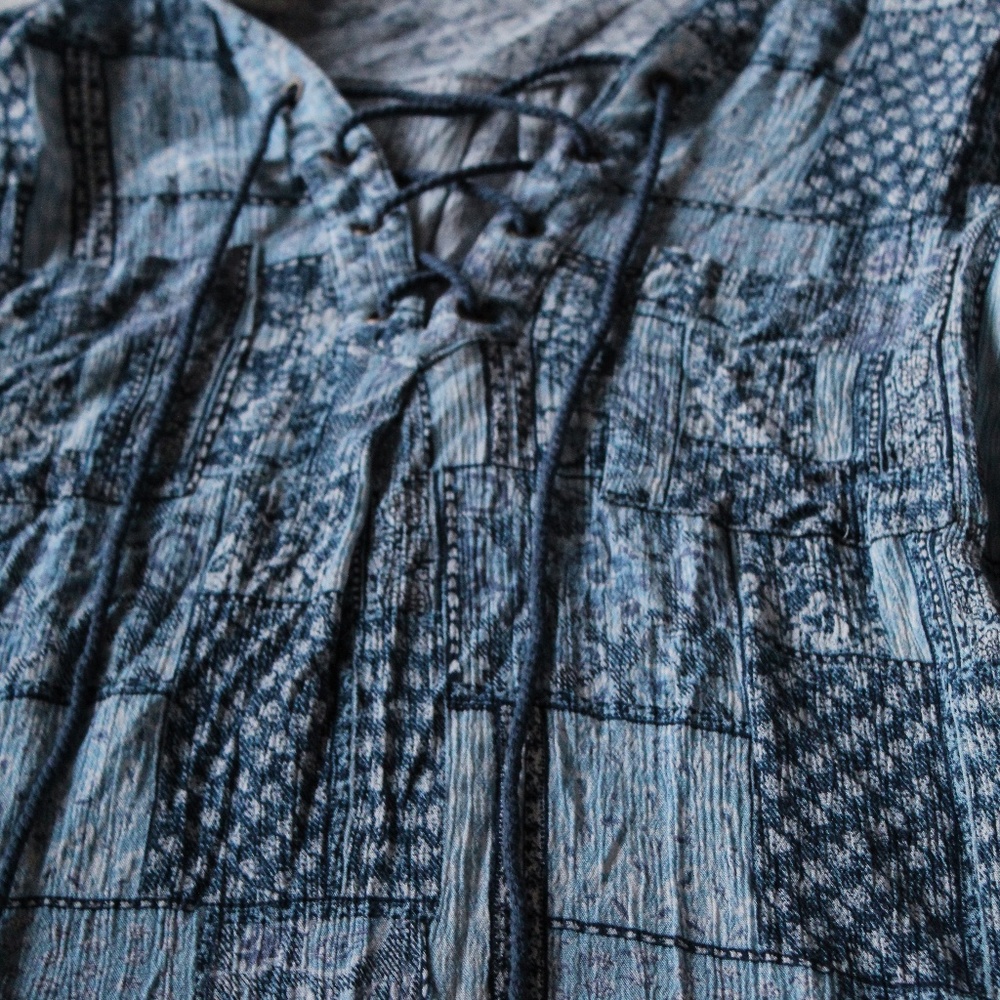 Bohemian Blue Lace Up Tunic